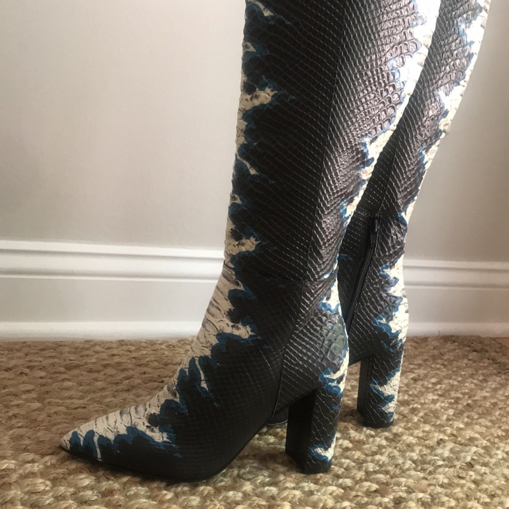 Gianni Bini Kellbie Snake Print Leather Tall Boot